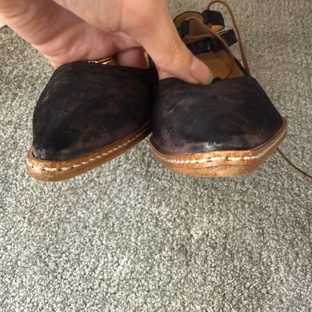 Sundance Natalia Laced Heels Pointed Toe Brown Boho Tassles‎ Pumps Size 40